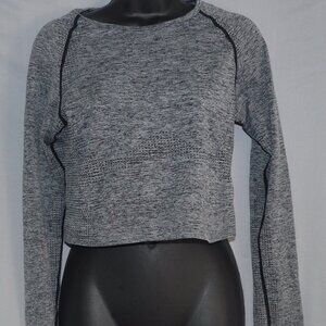 Pink Victoria Secret long sleeve cropped thumb hole grey athletic shirt